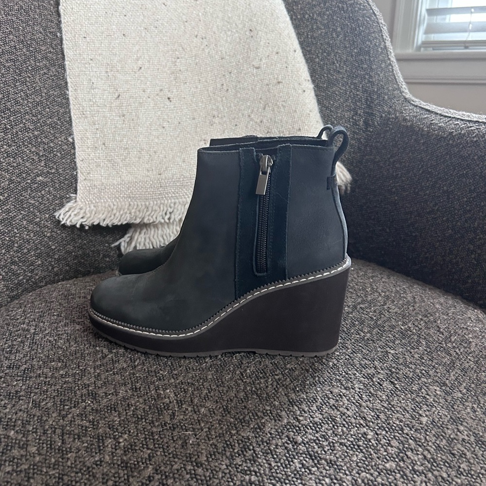 Toms Charcoal Wedge Ankle Booties